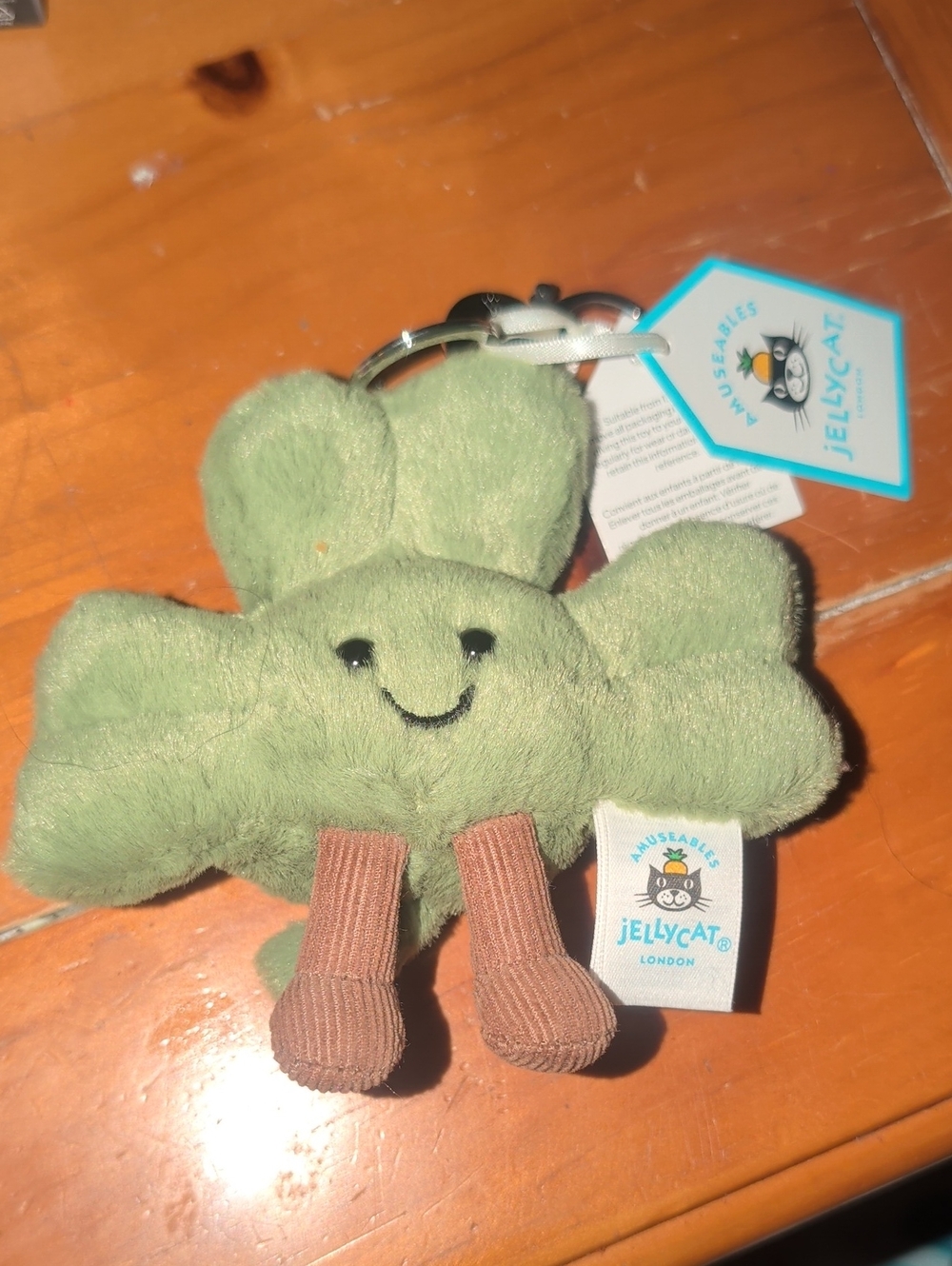 Jellycat Light Gree Shamrock Bag Charm Plush